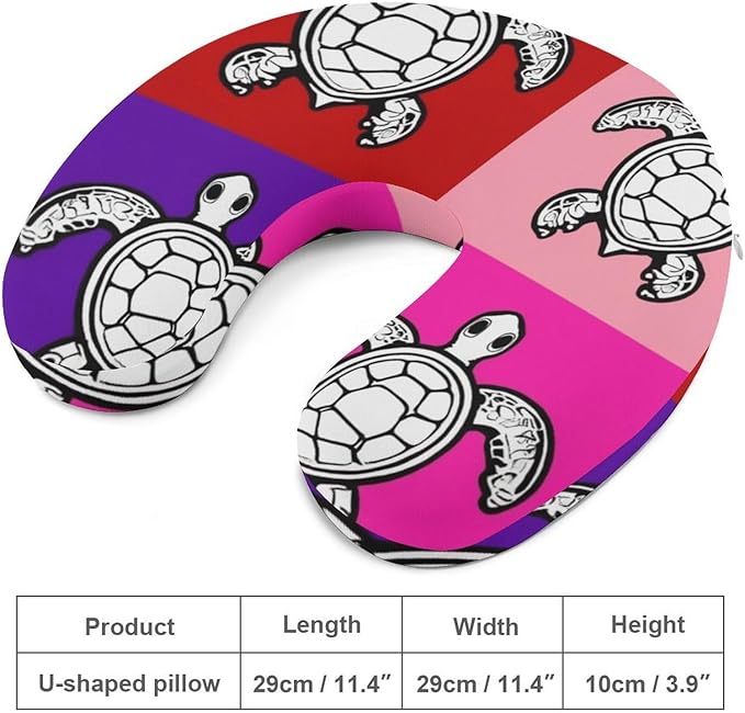 Men’s Comfort U-Shaped Neck Pillow Memory Foam Travel, Tribal Sea Turtle U-Shape, Breathable Car Airplane Support