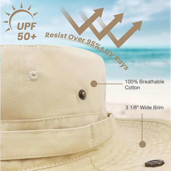 Bucket Hat Wide Brim UV Protection Sun Hat Boonie Hats Fishing Hiking Safari Outdoor Hats for Men and Women