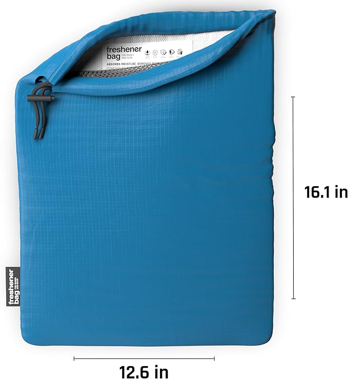 SmellWell Freshener Bag - Blue - The Ultimate Shoebag With Built In Activated Bamboo Charcoal Inserts for Odor Eliminating and Moisture Absorbing - Keep shoes and smaller gear fresh longer