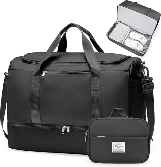 Extra Large Travel Duffle Bag,Carry on Overnight Weekend Bag with Shoes Compartment,Weekender Bags for Women for Travel Business Trips Sport Hospital