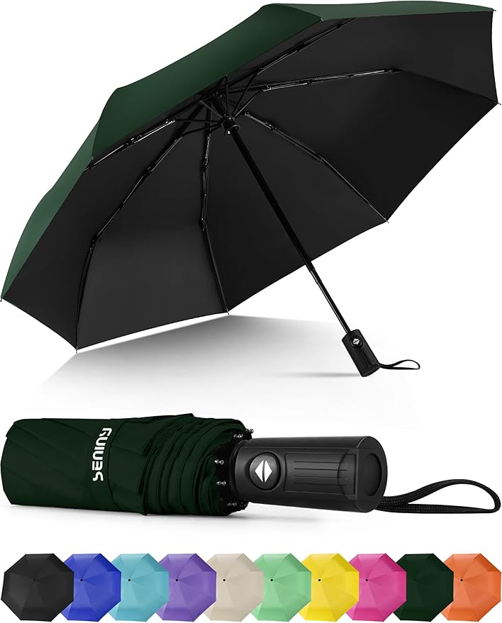 Seniny Windproof Travel Umbrella, Automatic Umbrellas for Rain, Portable & Compact Umbrellas for Backpack, Strong UV for Protection, Folding Small Sun Umbrella for Car, Walking