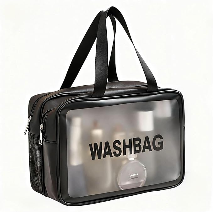 Travel Toiletry Bag for Women and Men, Matte Translucent Toiletry Waterproof Toiletry Bag, Makeup Cosmetic Organizer Bag for Travel Toiletries Accessories Black