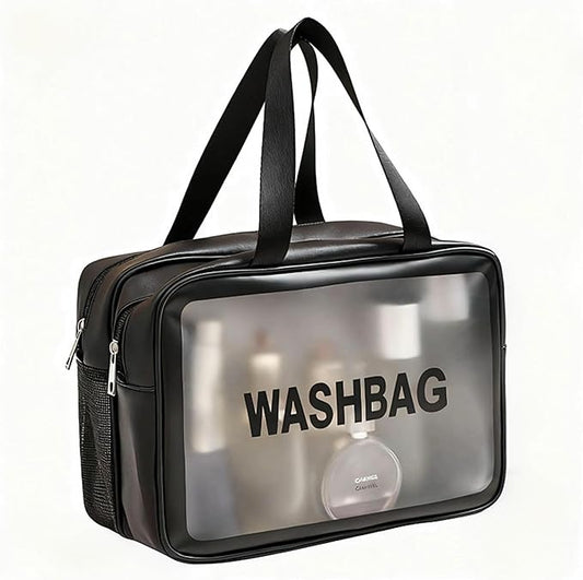Travel Toiletry Bag for Women and Men, Matte Translucent Toiletry Waterproof Toiletry Bag, Makeup Cosmetic Organizer Bag for Travel Toiletries Accessories Black