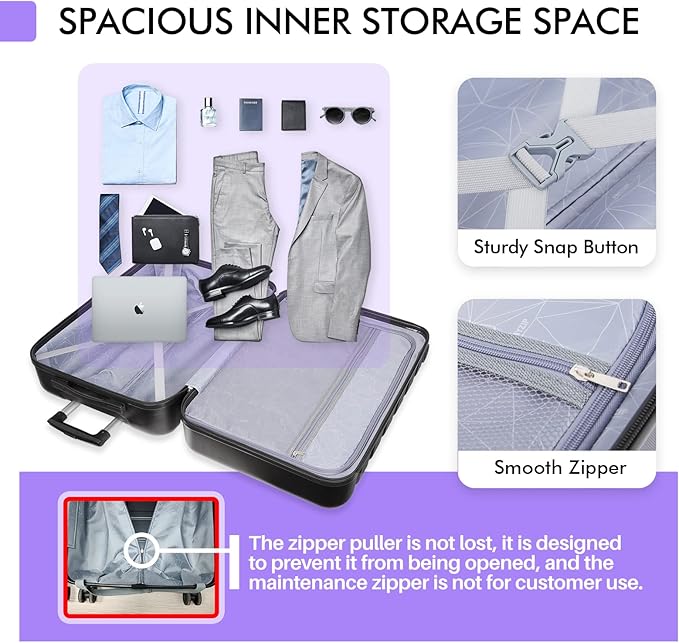 AnyZip Luggage PC ABS Hardside Lightweight Suitcase with 4 Universal Wheels TSA Lock Carry-On 20 Inch Dark Blue