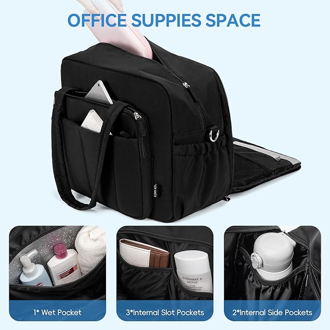 CLUCI Weekender Travel Bag for Women Puffer Tote Bag Carry On Duffle Overnight Bags with Shoe Compartment