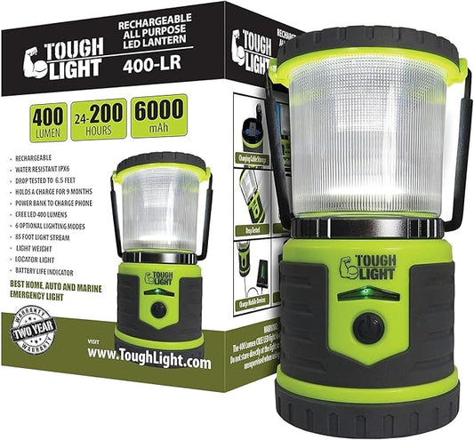 USB Rechargeable Camping Lantern, 400 Lumens LED Lantern, Hanging Tent Lamp, 6000mAh Power Bank, 200 Hour, 6 Modes, for Outdoors & Emergency