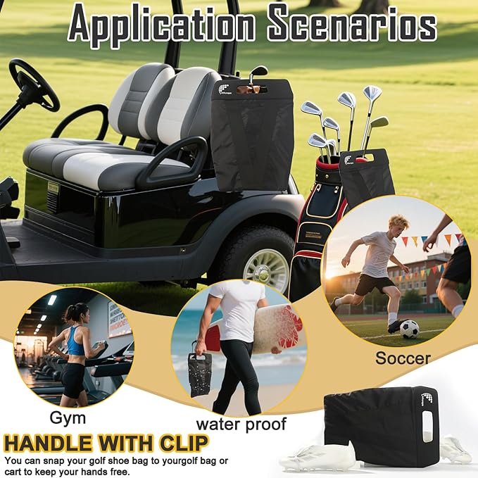 Shoe Bag，Shoe Bags for Travel，Golf Shoe Bag，Cleat Bags for Sports Smell Proof，New Upgraded Waterproof, Anti-odor, Remove odor（Double magnetic closure design）