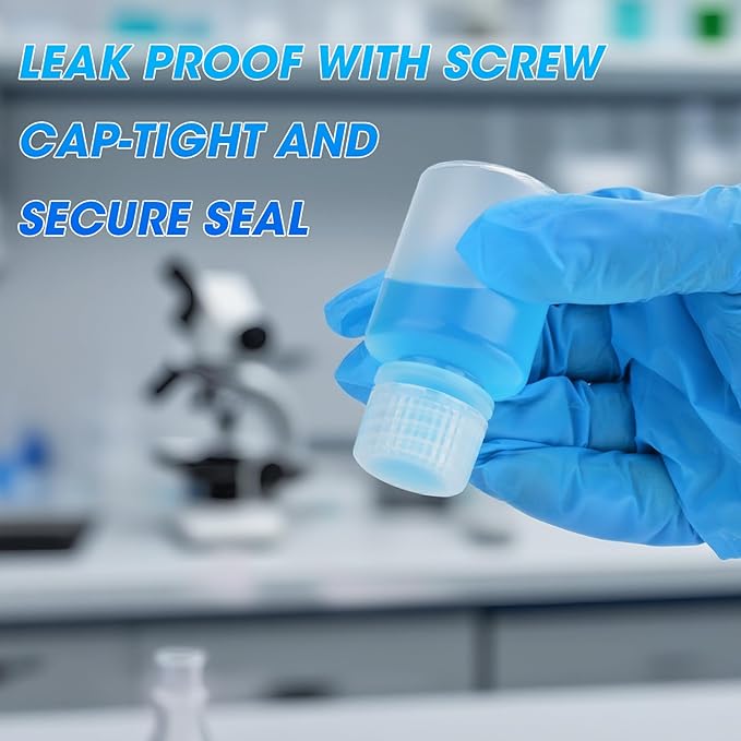 1oz/30ml Plastic Sample Bottles with caps, Wide Mouth Reagent Bottle with Lids Leak Proof Containers Water Sample Bottles for Laboratories, Travel(5Pcs)