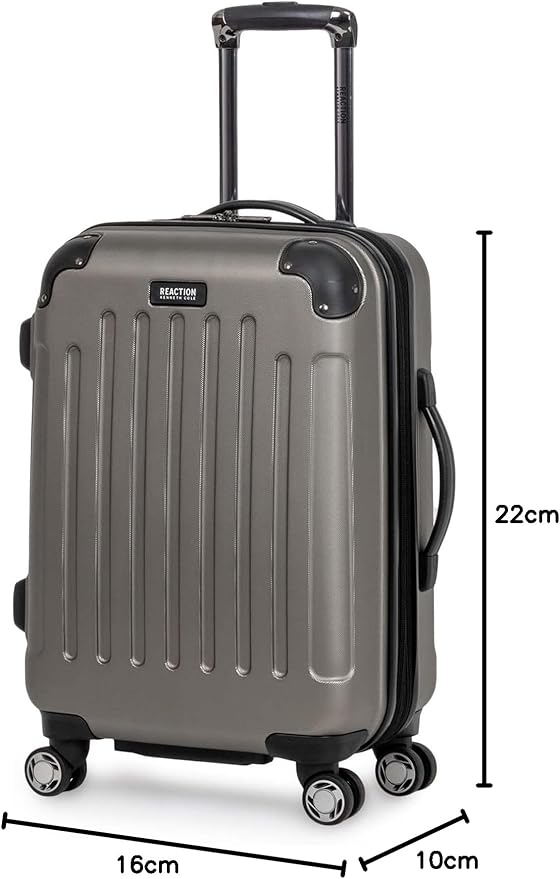 Kenneth Cole REACTION Renegade Luggage Expandable 8-Wheel Spinner Lightweight Hardside Suitcase, Silver, 20-Inch Carry On