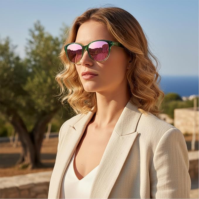 Myiaur Polarized Sunglasses for Women, Trendy Cat Eye Sun Glasses UV400 Protection Classic Retro Shade 2 Pack