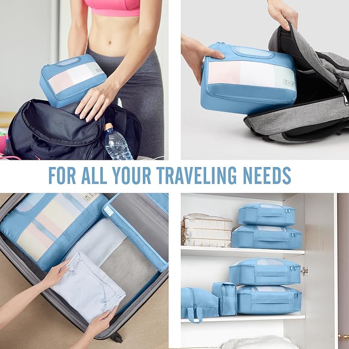 Veken 10 Set Packing Cubes for Travel Essential, Suitcase Organizer Bags in 4 Sizes, Carry-On Luggage Accessories with Large Laundry & Hanging Toiletry Bag, Must-Have for Airplane, Road Trip & Camping