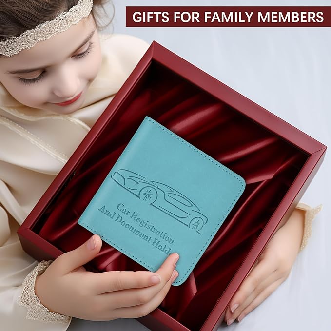 2-Pack Car Registration and Insurance Holder for Women Men, Glove Box Paperwork Organizer with Magnetic Buckle for Easy Access and Protect Documents and Various Cards in Vehicle, Blue