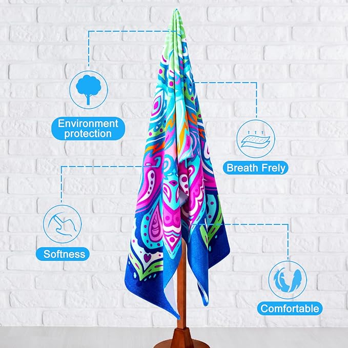 Genovega 2 Packs Oversized Beach Towel Set 36 x 72 in Large Big Pool Camping Swim Clearance Soft Towels Travel Essentials Accessories Must Haves Vacation Adult Gifts Women Men Necessities