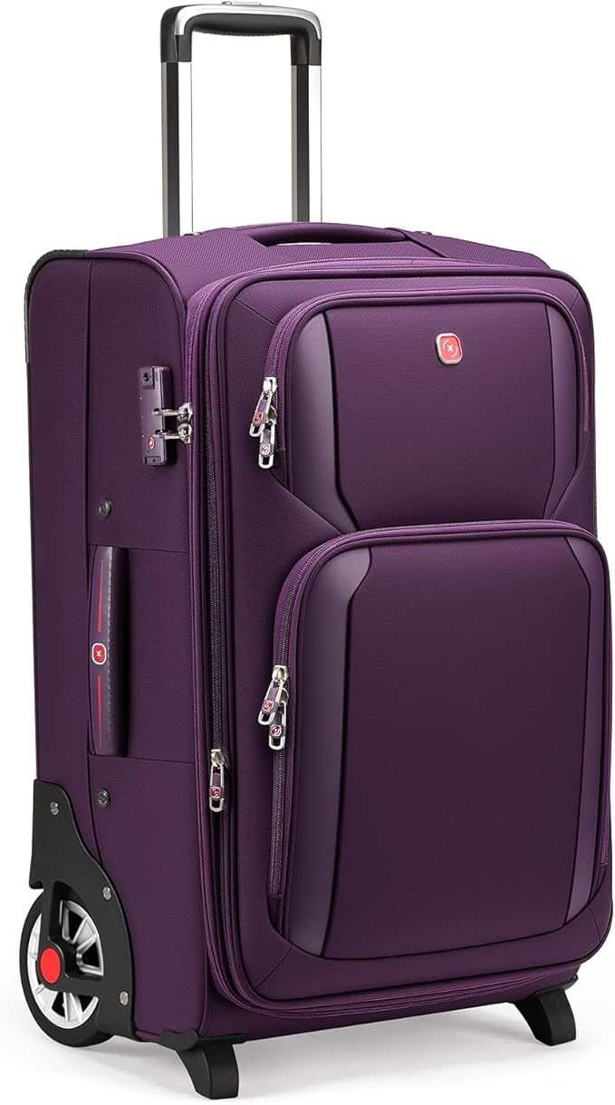 ROPLUS Laduga Softside Expandable Luggage with Large Steel Wheels Checked-Luggage Suicase (Purple, 29-Inch)