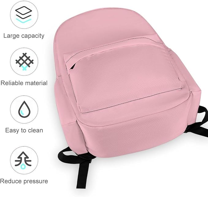 Pink Backpack Adult Travel Daybag for Women Men College Backpack for Vacation Hiking Camping Bag