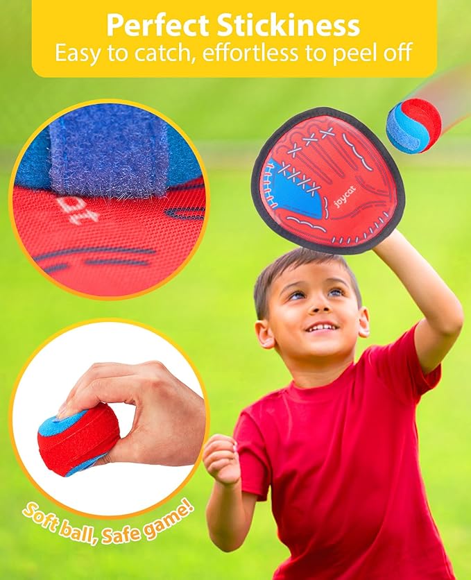 JoyCat Toss and Catch Ball Game Set,Kids Toddler Baseball Glove,Beach Yard Games,Sports&Outdoor Kids Toys,Birthday for 3 4 5 6 7 8 9 10+Year Old Boys Girls