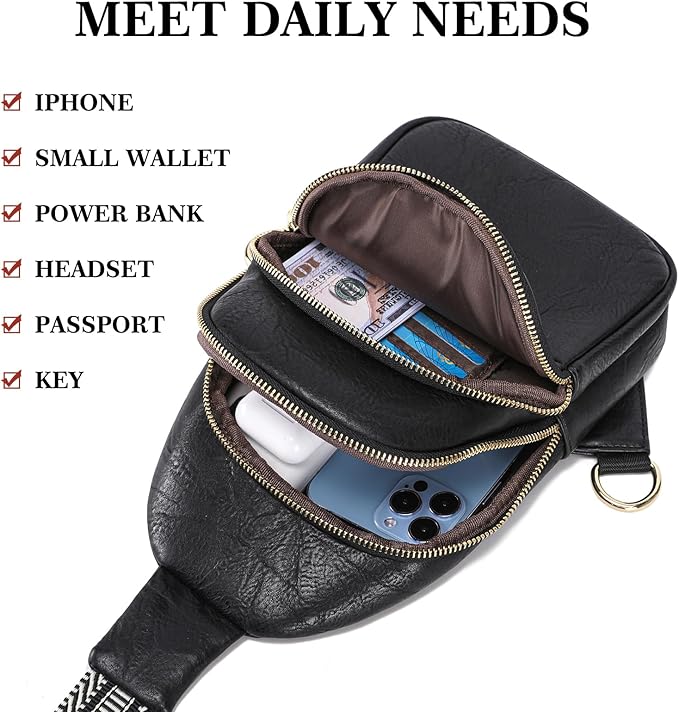 INICAT Crossbody Sling Bags Fanny Packs Valentine's Day Gifts Vegan Leather Travel Vacation Essentials Purses Women