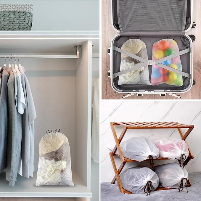 26 Pcs Shoe Bags for Travel, PLULON Clear Drawstring Travel Shoe Bags for Packing Waterproof Dustproof Shoes Organizer Pouch Travel Accessories Shoe Storage Bag for Women Men Portable Travel Essential