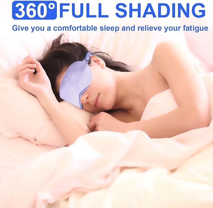 2Pack Silk Sleep Mask,IEKEODI Eye Mask for Sleeping,Elastic Blackout Eye Mask & Blindfold for Full Night's Sleep,Travel and Nap(Purple)