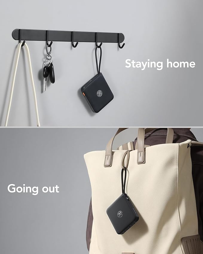 VRURC Portable Charger with Built-in Cable, 10000mAh 22.5W Fast Charging USB C Battery Pack, Cell Phone Power Bank for iPhone 17 16 15 Samsung Galaxy S25 S24 S23 Series Android Tablet, Black(1 Pack)