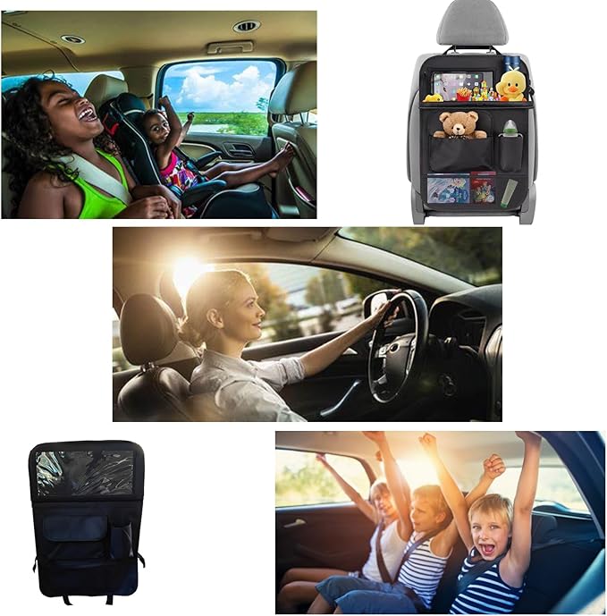 yuxiaoshi Car Back Seat Organizer with Table Tray, Seat Back Car Organizer with Storage and Clear Tablet Holder bag - 1 Count