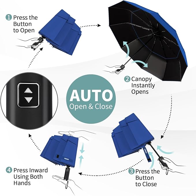 Seniny Windproof Travel Umbrella, Automatic Umbrellas for Rain, Portable & Compact Umbrellas for Backpack, Strong UV for Protection, Folding Small Sun Umbrella for Car, Walking