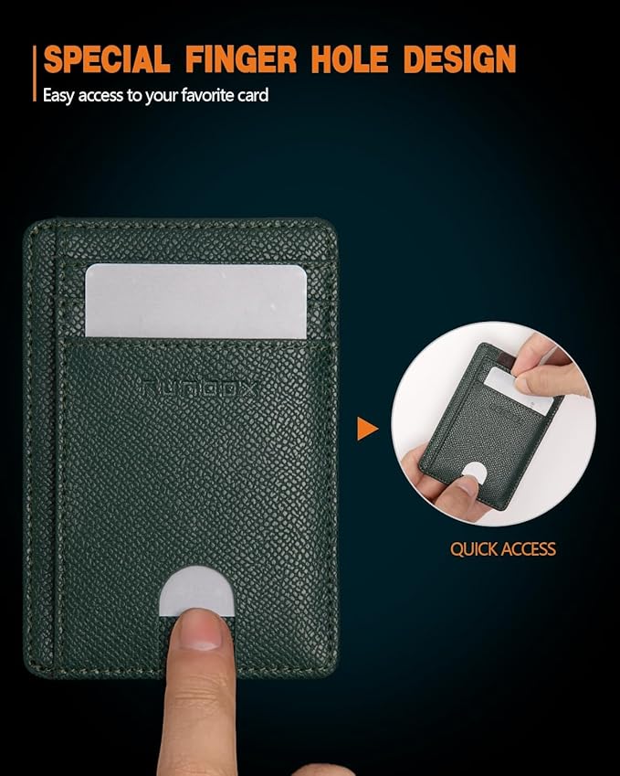 RUNBOX Slim ID Cases Minimalist Front Pocket RFID Blocking Leather Wallets for Men and Women Card Holder Wallets Gifts for men