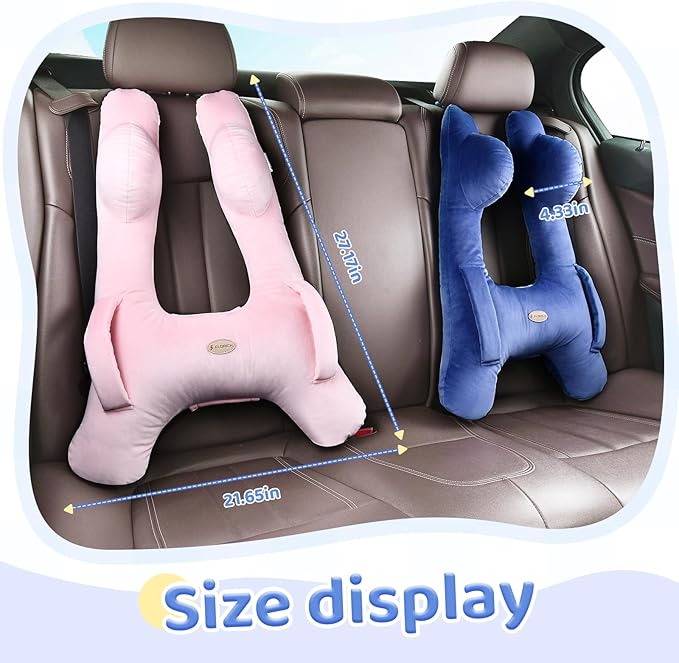 FLORICH Kids Travel Pillow, Car Sleeping Travel Pillow for Kids, Washable H-Shaped Pillow for Adults and Children to Support Head and Body for Road Trips Pillow for Car (Blue)