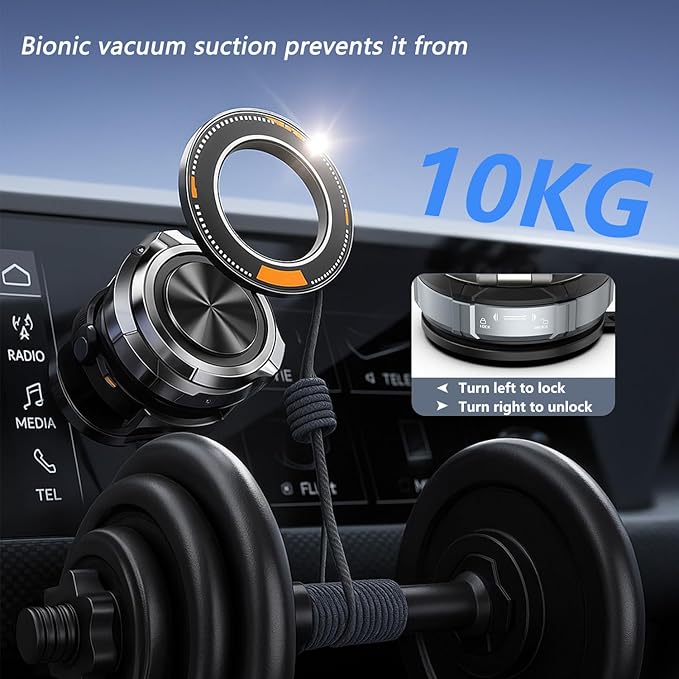 GONSIFACHA Suction Cup Phone Mount 360° Zinc Alloy Phone Stand Vacuum Magnetic Car Holder Compatible with MagSafe Adjustable Car Phone Mount Compatible with iPhone Android and All Smartphoness