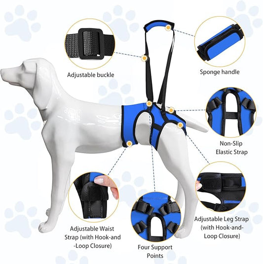 LIANZIMAU Dog Sling for Large Dogs Adjustable Hind Leg Support Lift Harness Help em up Harness Senior Canine Mobility Aid Carrier for Back Legs Walking Rehabilitation