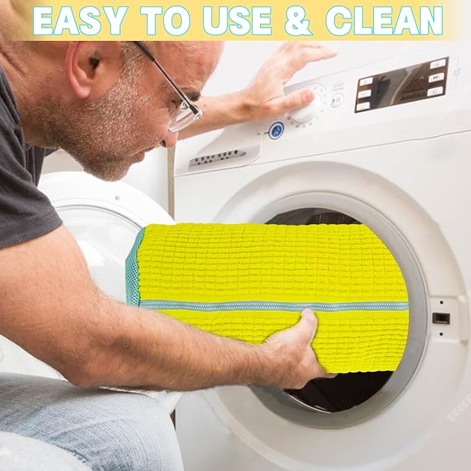 2PCS Shoes Washing Machine Bags, Laundry Shoe Bag for Washer and Dryer, Reusable and Durable Zipper Sneaker Shoe Washing Bag, Tennis Shoes Cleaning Bag for All Shoe Types (Yellow)