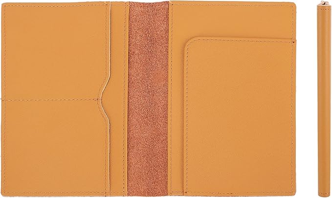 STAR VISTA Albatross Leather Travel Passport Holder, Minimalist Design, Calfskin Leather Case for Women and Men - Slim Passport Wallet, Bifold, RFID Blocking, Honey
