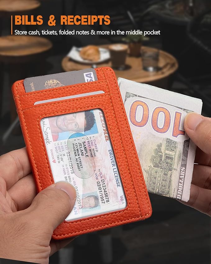 RUNBOX Slim ID Cases Minimalist Front Pocket RFID Blocking Leather Wallets for Men and Women Card Holder Wallets Gifts for men