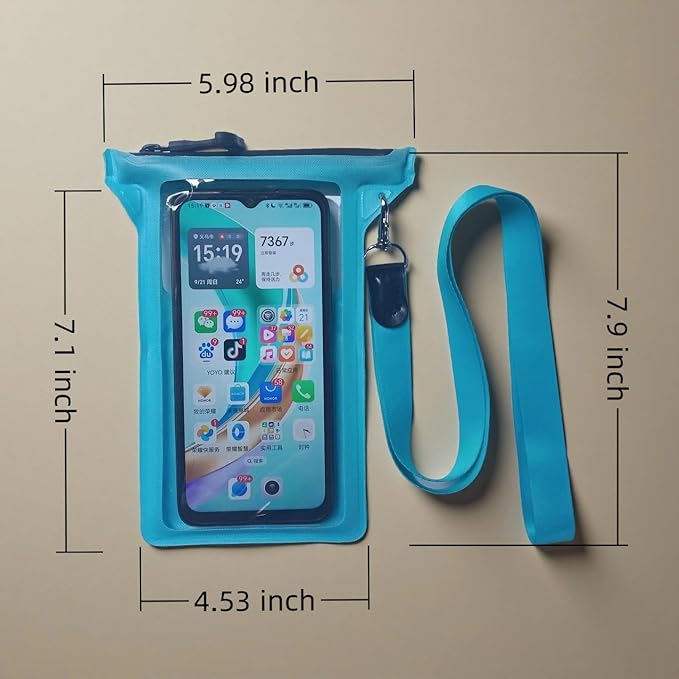 Waterproof Phone Pouch, Waterproof Phone Case, for iPhone 17 16 15 14 Pro Max，IPX8 Waterproof Rating, airtight Zipper Seal
