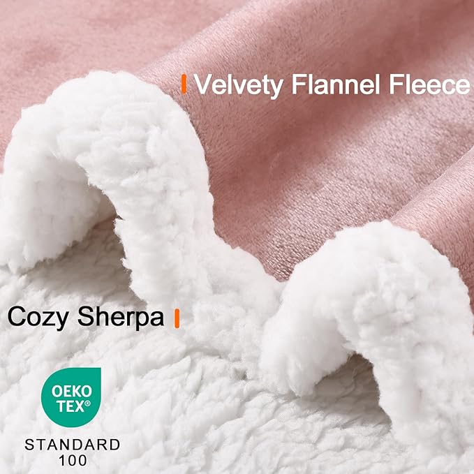 Smiry Waterproof Blanket Throw for Large Dogs Cats, Soft Reversible Dog Blanket for Sofa Couch Bed, Washable Leakproof Sherpa Fleece Furniture Couch Protector(30"x40", Pink/White)