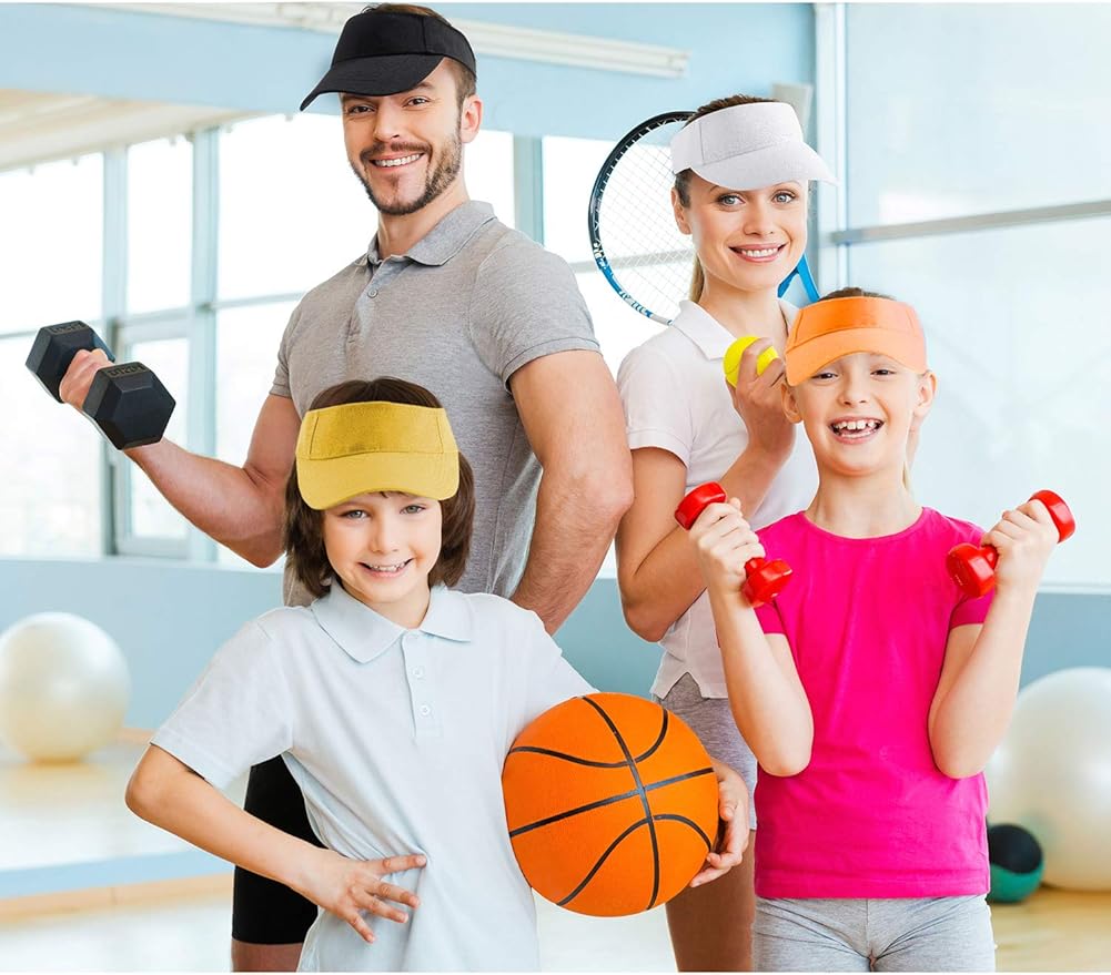 6 Pack Sun Visor Hats Sun Visors Sports Sun Hat Golf hat One Size Adjustable Cap for Women and Men (Color Set 1), Medium