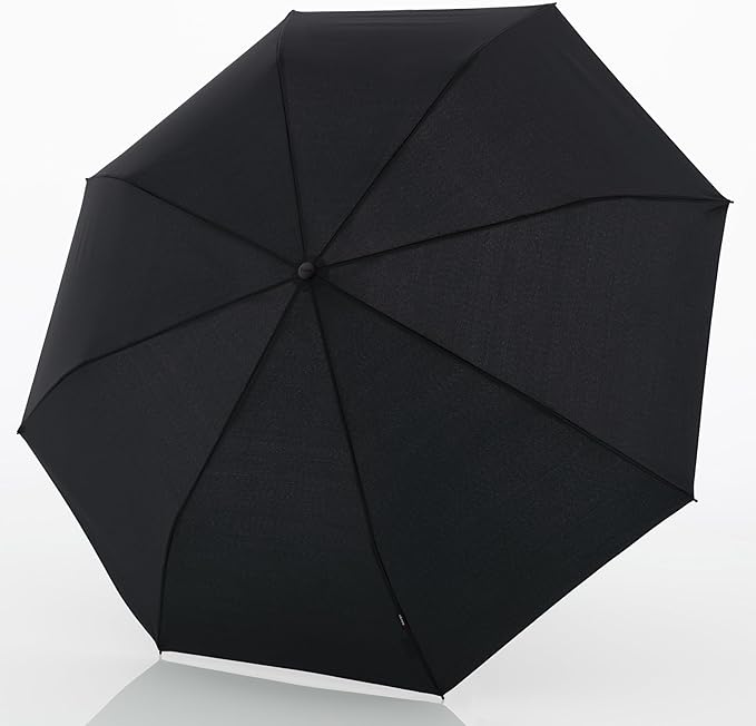 Knirps A.050 Black Manual Open Close Travel Rain Umbrella for Adults – Ultra Lightweight, Compact Windproof 38.5" Water Resistant Canopy, Steel Aluminum Frame, Travel Case Included