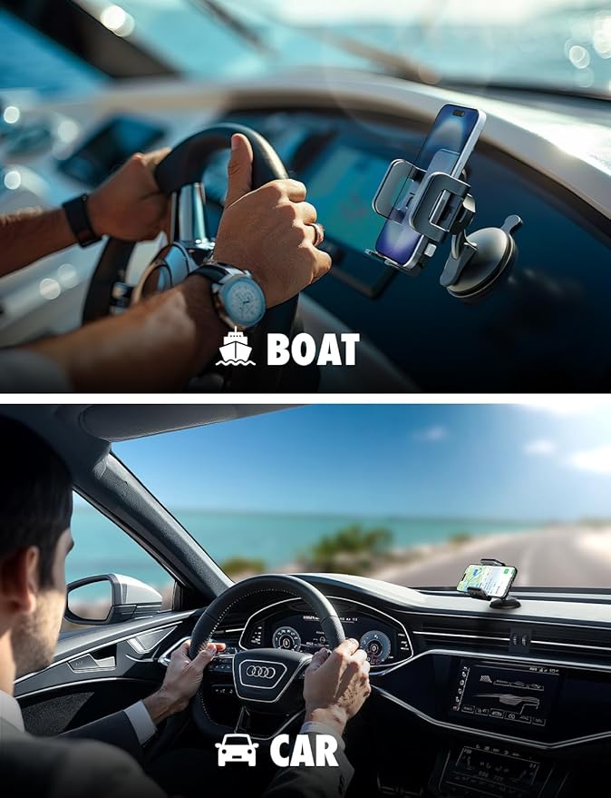 Bracketron Griplox Waterproof Suction Cup Mount Boat Phone Holder Phone Mount for Boats Kayak Sailing Marine Boating Marina