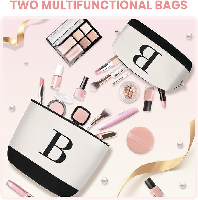 BAGAIL Initial Tote Bag, Personalized Birthday Gifts for Women, Teacher, Friends, Mom, Wedding, Monogrammed Beach Bag