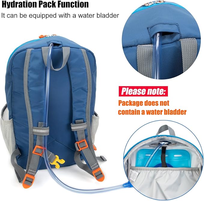 IVYGREEN Little Kids Hiking Backpack for Boys or Girls, Small Daypack for Camping or Travel (Blue, Medium)