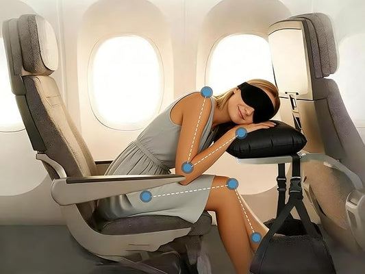 Portable Travel Sleep Comfort Set for Plane Sleep Kit at Plane Inflatable Travel Pillows Eye Mask Ear Plugs for Airplane Essentials for Seat Airplane Gadgets for Sleep Comfort (C)