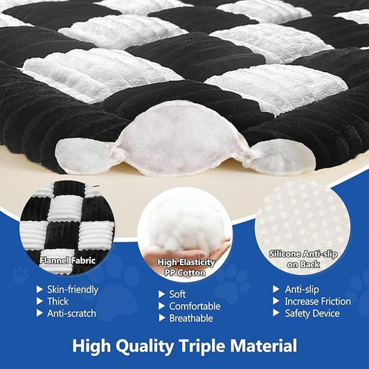 Thickened Dog Bed for Car Back Seat, Upgraded Bottom Non-Slip, Fits Hard Bottom car seat Cover for Dogs, Premium Mixed Color, Dog Car Seat Cover (Black-White)