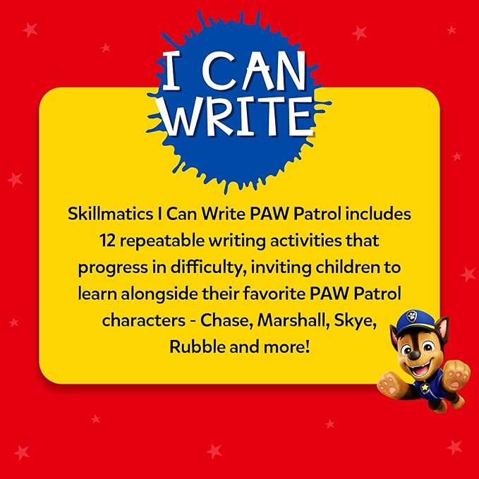 Skillmatics I Can Write PAW Patrol - Reusable Preschool Learning Activities, Educational Toy and Game, Back to School Supplies, Gifts for Students, Kids, Toddlers Ages 3, 4, 5, 6