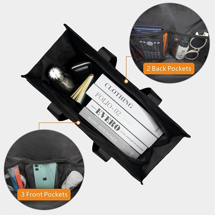 TOPDesign Utility Water Resistant Tote Bag with 13 Pockets, Top Zipper Closure & Thick Bottom Support, for Working Women