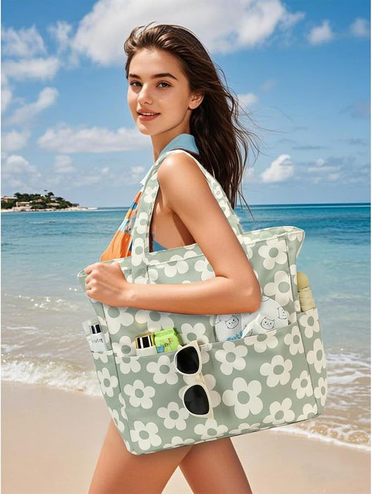 Bluboon Waterproof Beach Tote Pool Bags for Women Ladies Extra Large Carry On Bag With Wet Compartment for Weekender Travel