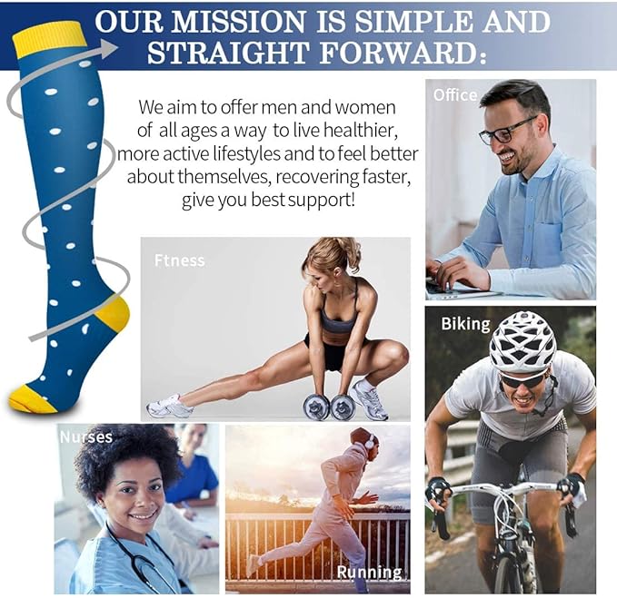 Laite Hebe Compression Socks For Women& Men circulation(8 Pairs),Socks-Best for Running,Sports,Hiking,Flight travel,Pregnancy