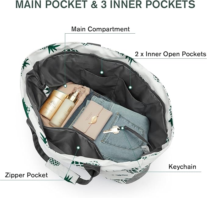 G4Free Beach Bag, Waterproof Sandproof Beach Tote Bag, Large Capacity Foldable for Women