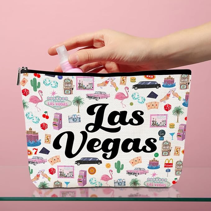Las Vegas Cosmetic Bag Makeup Bag Las Vegas Lovers Travel Souvenir Vacation Friendship Gifts for Women Best Friend Traveler Daughter Girls Trip Gifts Favors Christmas Birthday