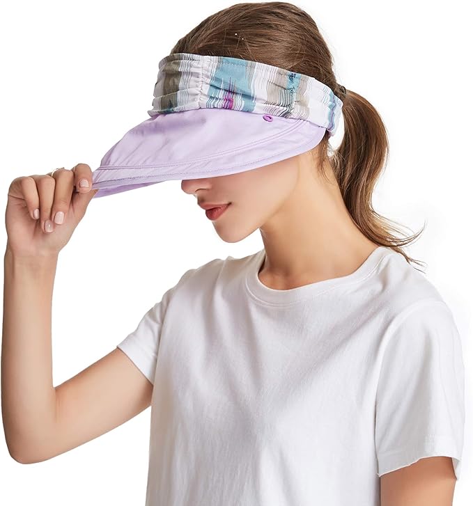 icolor Women Sun Hats UPF 50 Sun Protection Hat Summer Outdoor Neck Shield Flap Visor Hat Ponytail Hats Wide Brim Beach Hat