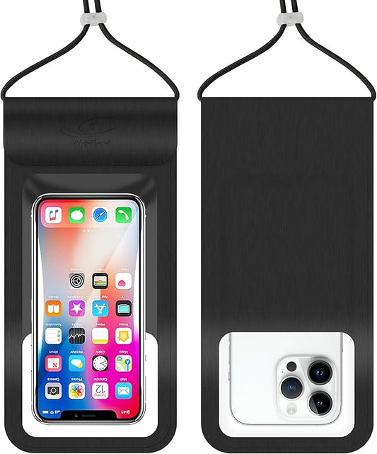 HiRui Universal Waterproof Phone Pouch with Touch Screen, IP68 Waterproof Phone Case Dry Bag for Beach, Compatible with iPhone 16/Pro/Plus/Max/15/14, Galaxy S24+/25+, Fits up to 6.9" (Black, X-Large)